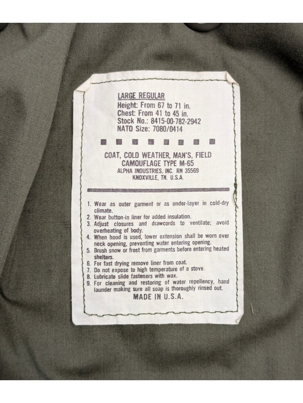 RDF ERDL M-65 Field Jacket Ripstop Alpha Large Regular - Picture 6 of 9